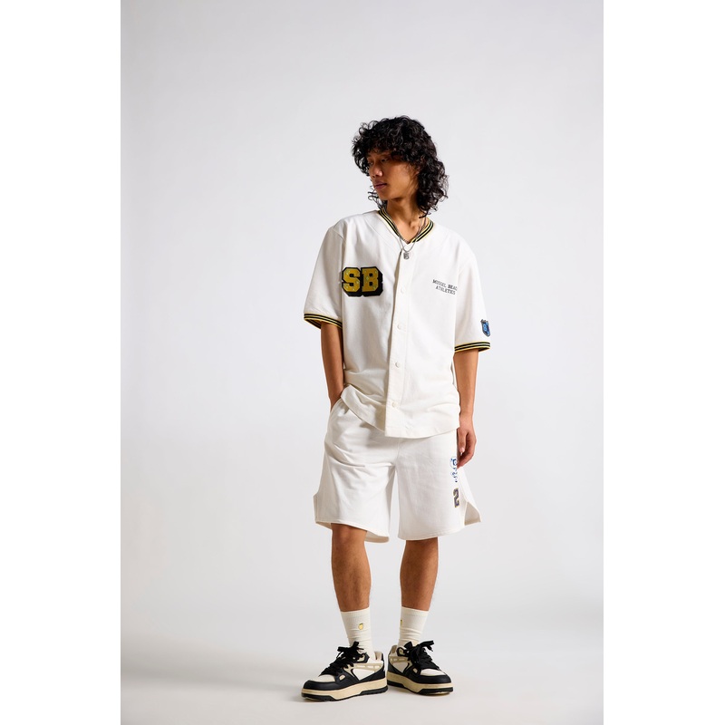 SpongeBob: Mussel Beach Athletics Men’s Varsity T-shirt and Shorts Set XS 26 White