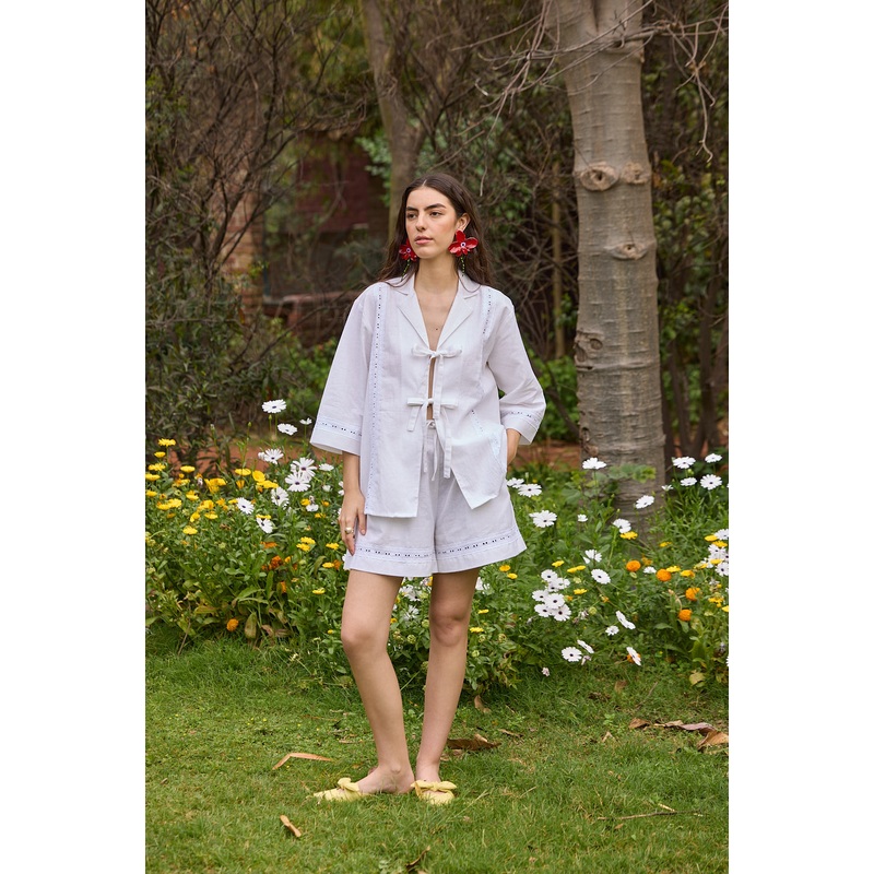 White Cotton Eyelet Co-ord Set White XS 24