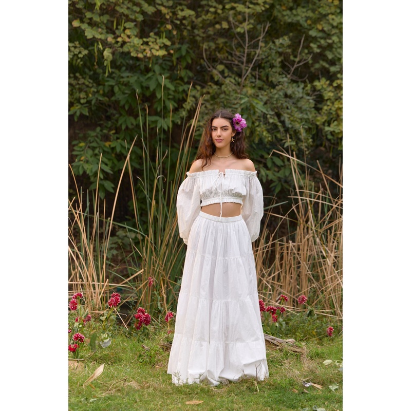 White Off-Shoulder Co-ord Set White XS 24