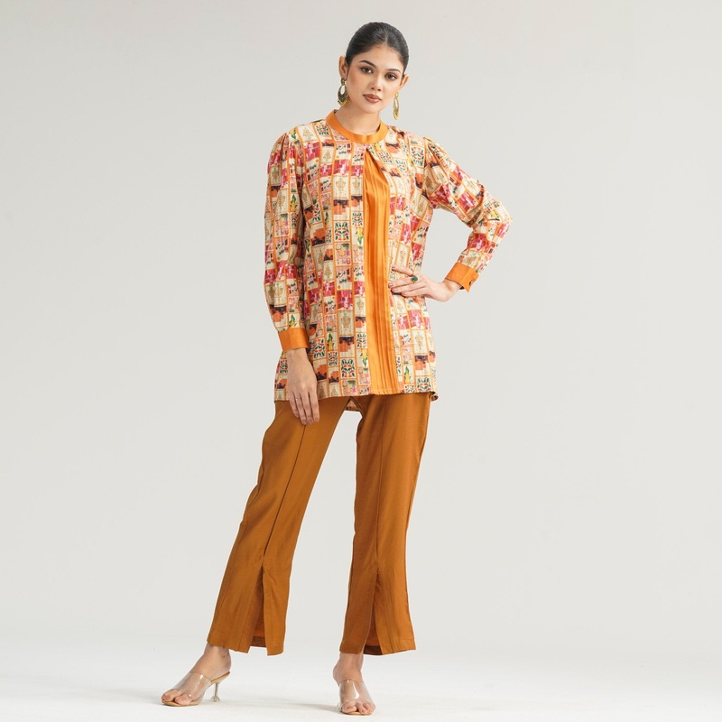 Women Orange Ethnic Two Piece S ORANGE