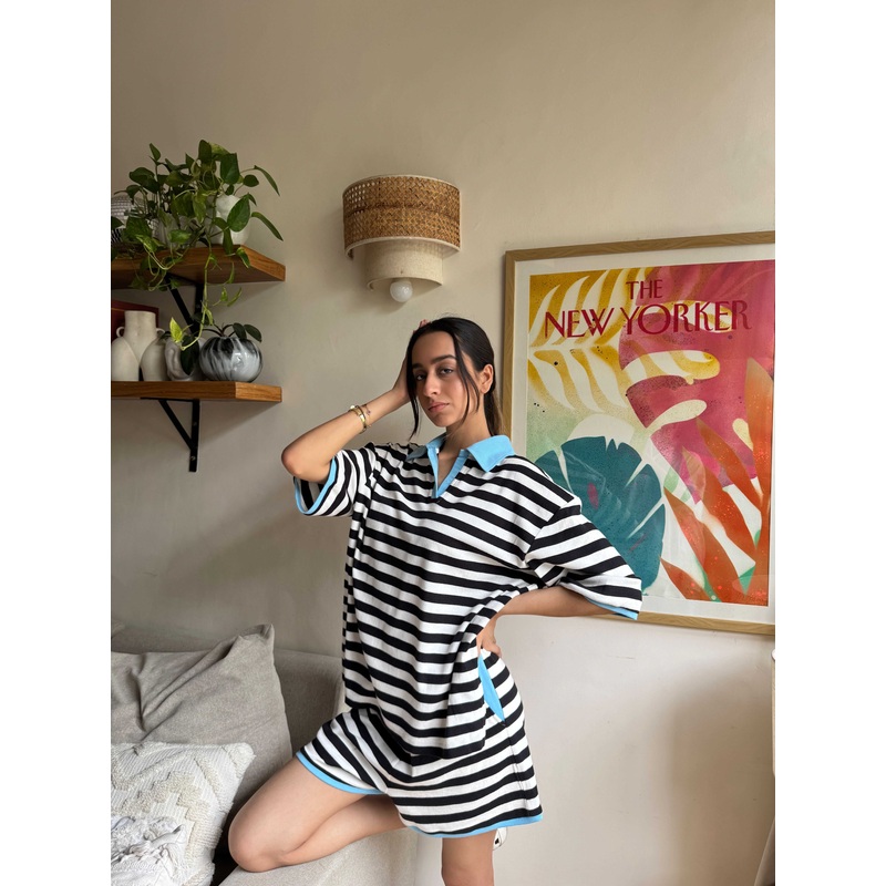 Black and White Striped Lounge Co-ordSet Black XS 24