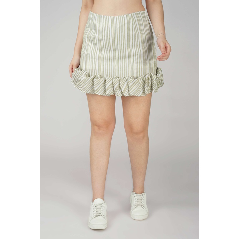 Green Striped Skirt Green 24