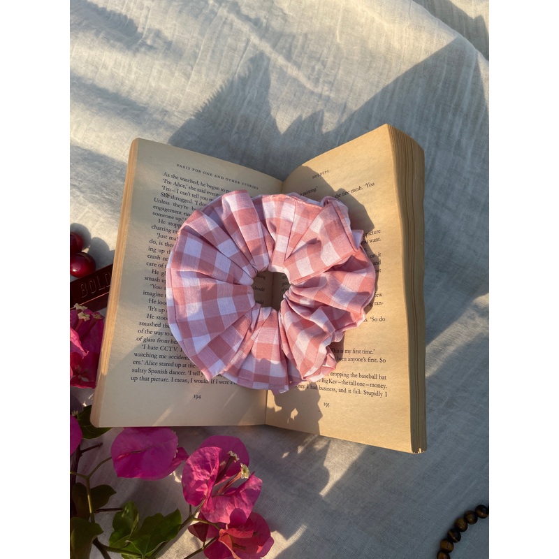 Pink Gingham Scrunchie