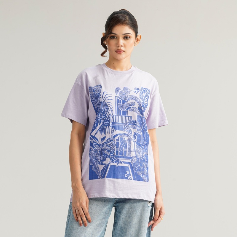 Womens Lavender Oversize T-Shirt S LAVENDER