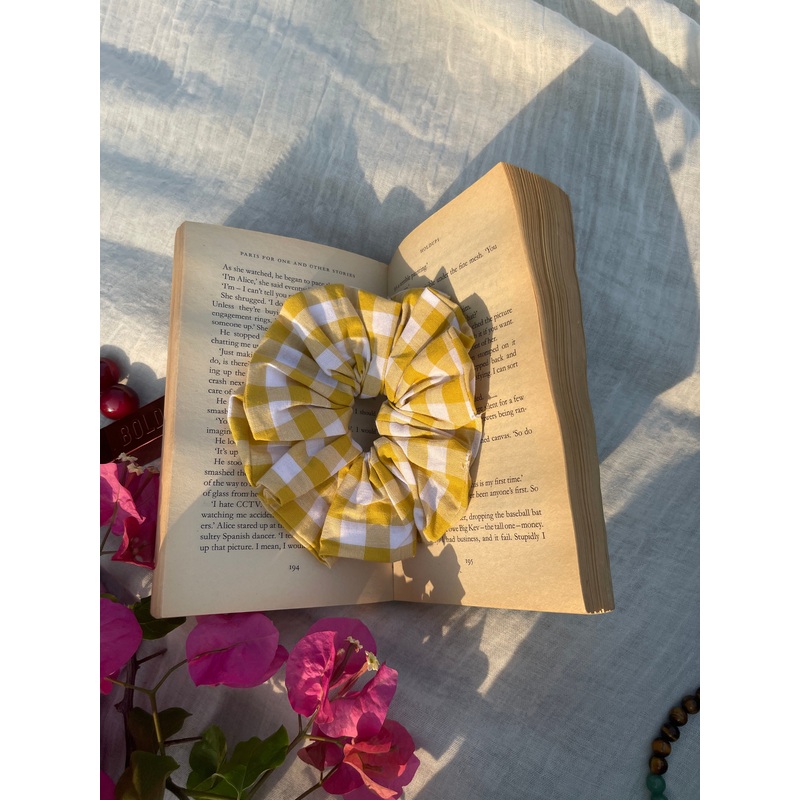 Yellow Gingham Scrunchie