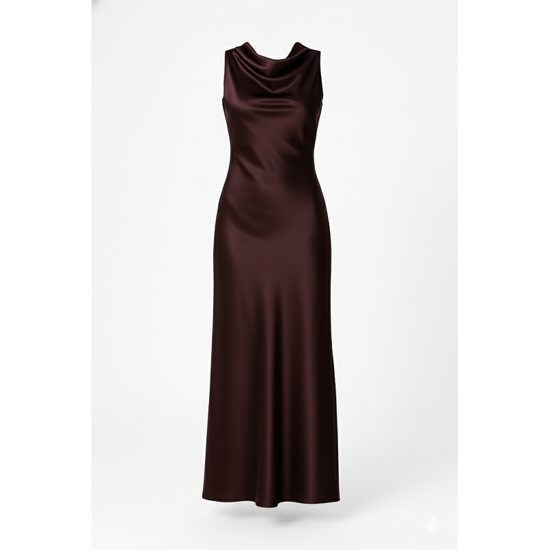 Midnight Plum Cowl Back Satin Maxi Dress XS Purple