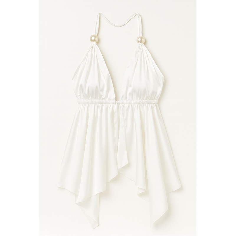 White Tie Up Flowy Top XS