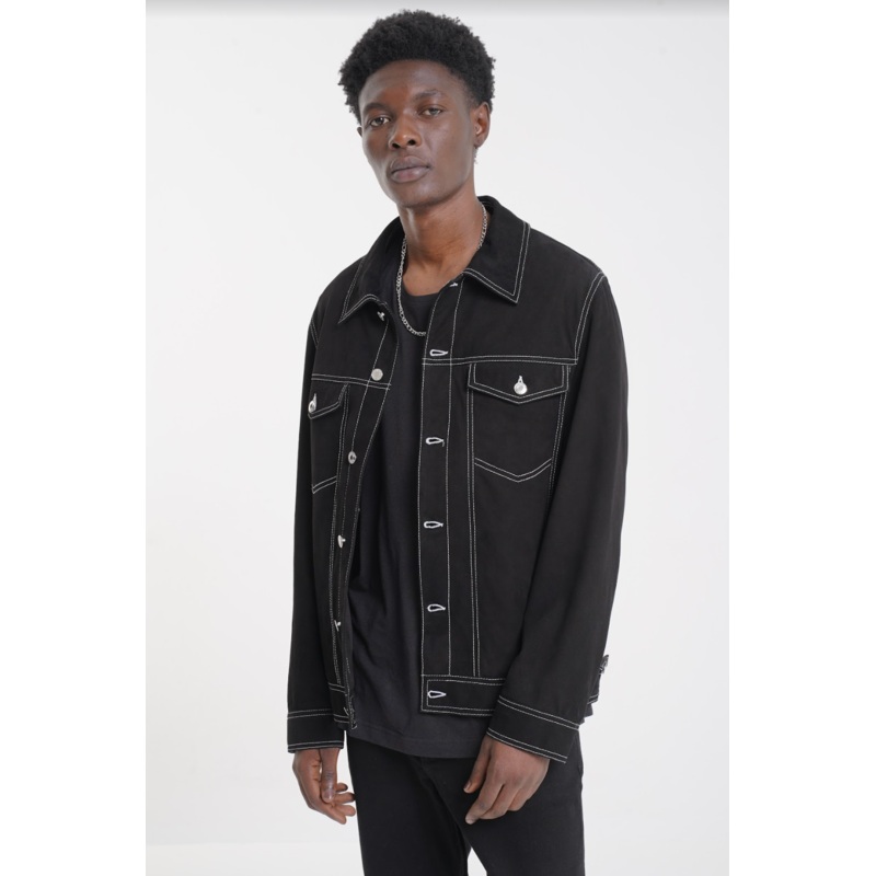 Felix – Suede Denim Look Jacket – Black S
