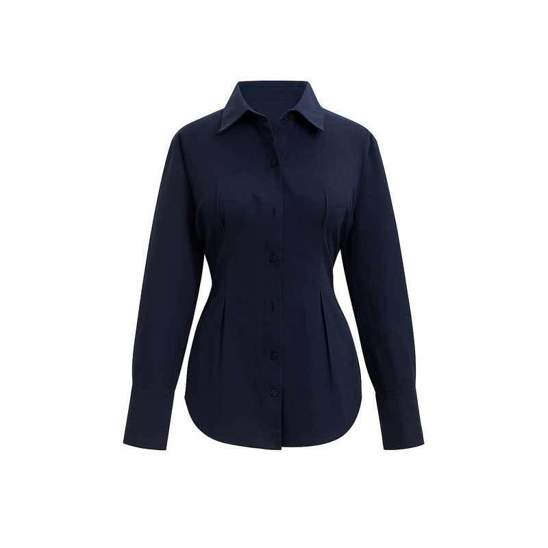 Navy Long Sleeve Shirt with Lace-Up Back XS Navy
