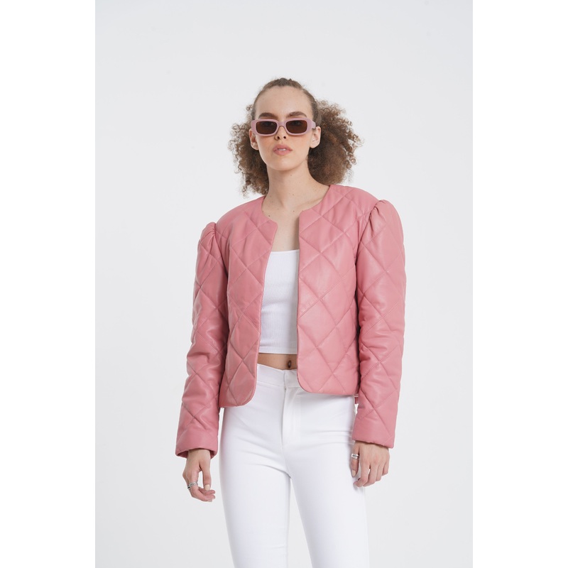 Pia Mia – Leather Quilted Jacket – Rose XS