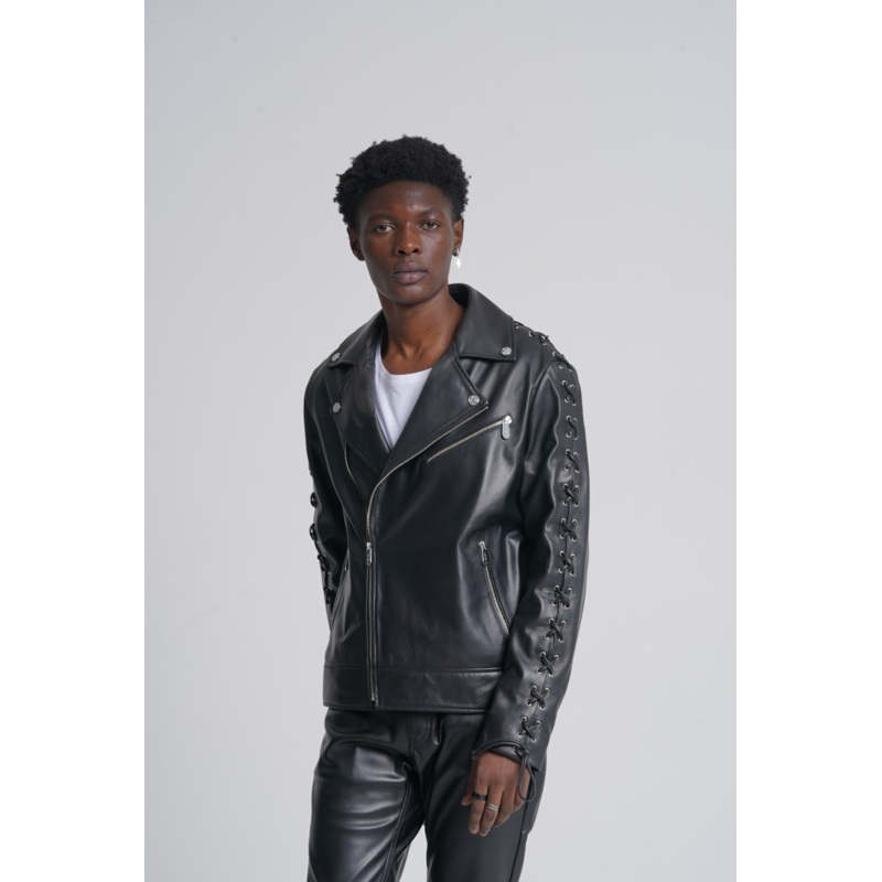 Tobias – Leather Biker Jacket – Black S