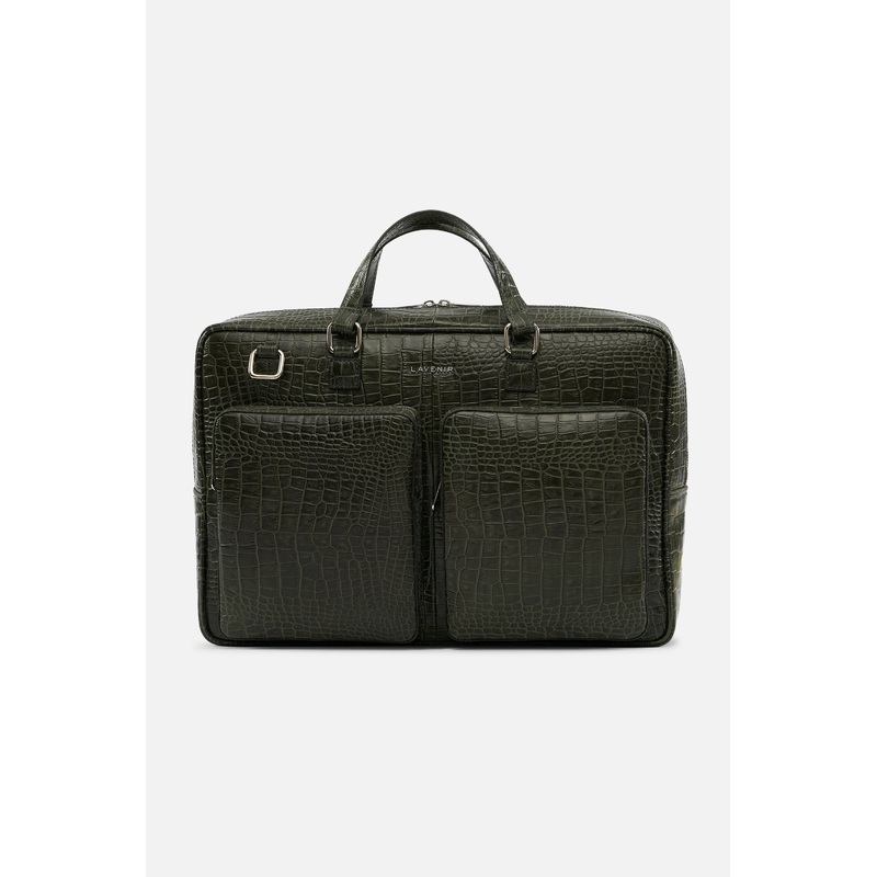 Tyrel – Leather Utility Laptop Bag – Deep Lichen Green