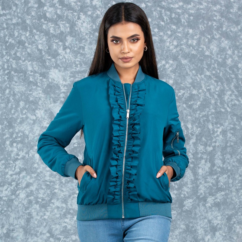 Womens Bomber Jacket- Blue 2XL BLUE