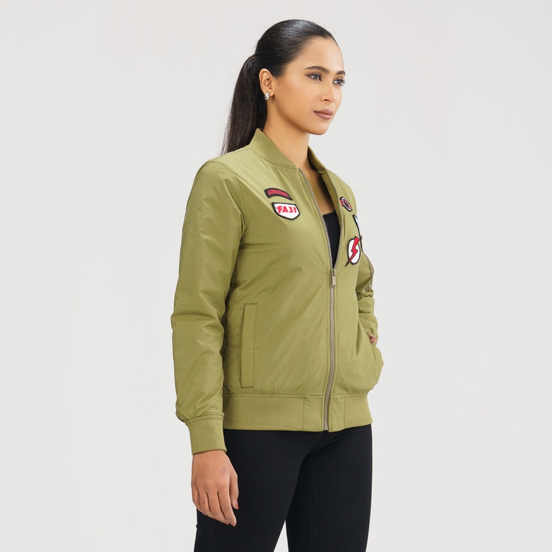 Womens Bomber Jacket- Olive 2XL OLIVE