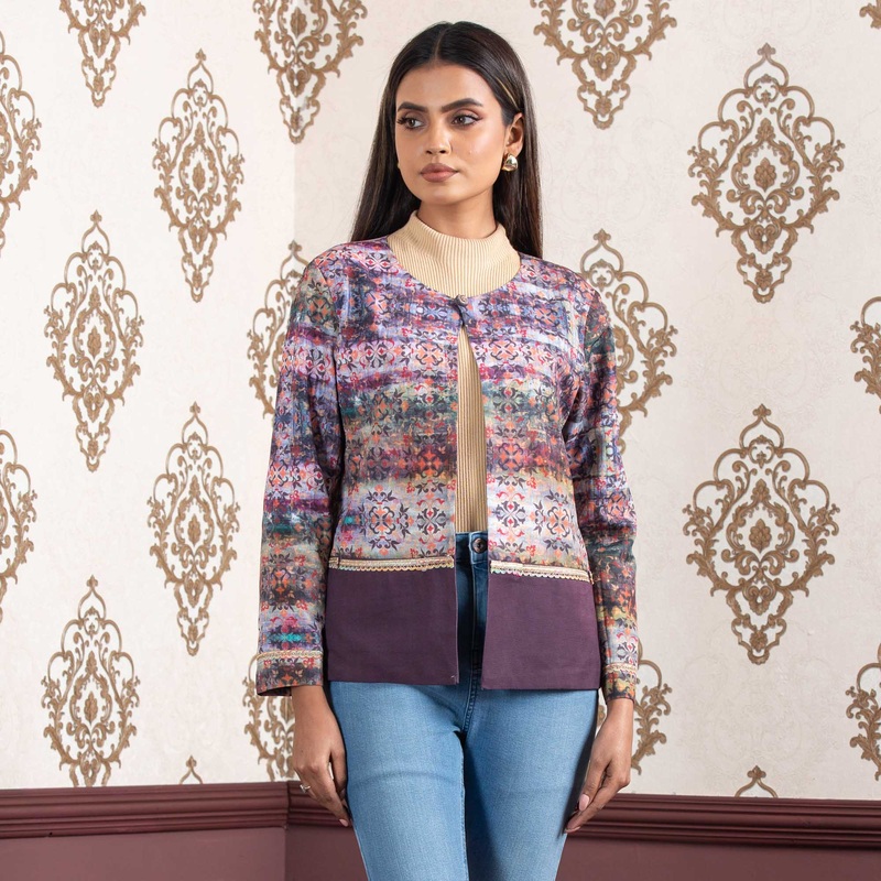 Womens Ethnic Jacket- Multi Color L MULTI COLOR