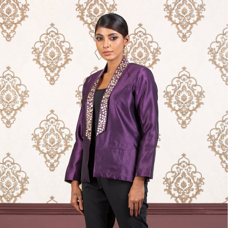 Womens Ethnic Jacket- Purple 2XL PURPLE