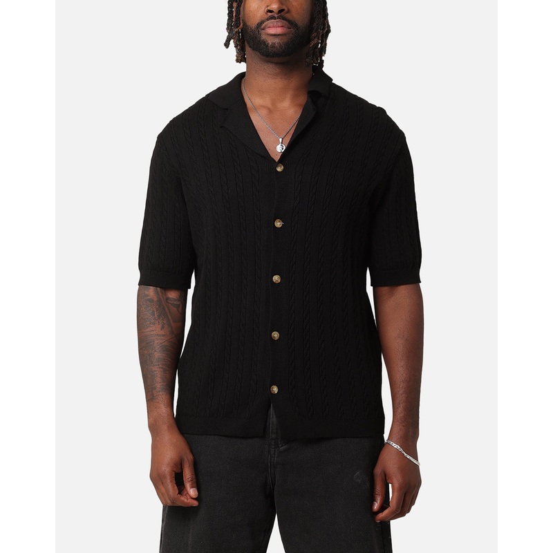 XXIII Terry Knit Button Up Shirt Black S