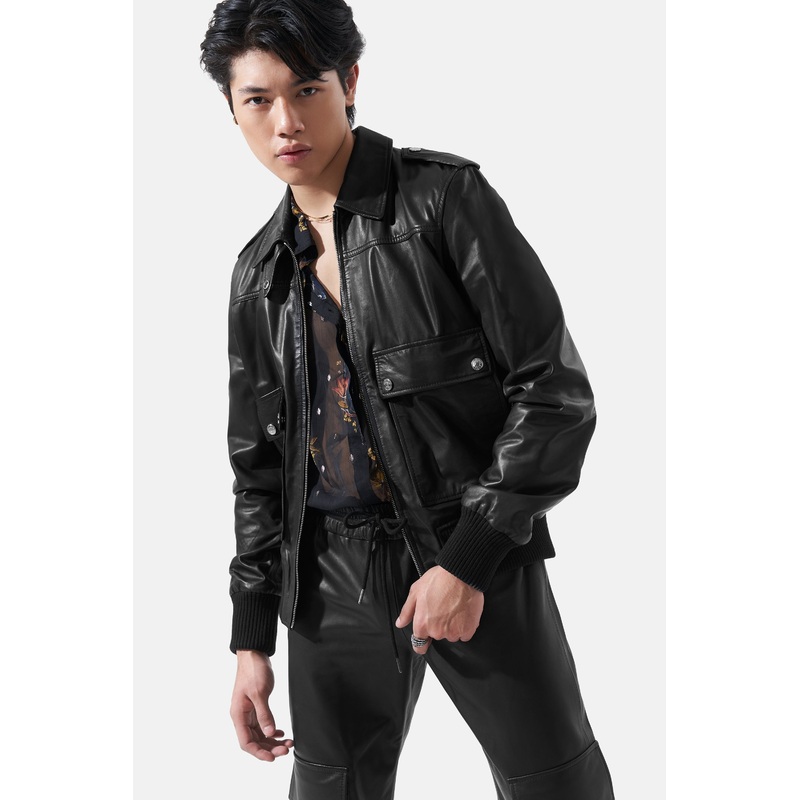 Castor – Leather Bomber Jacket – Black S