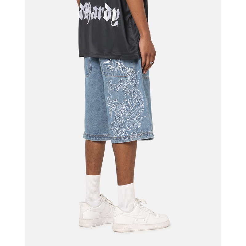 Ed Hardy Dragon Jorts Mid Blue Denim 28