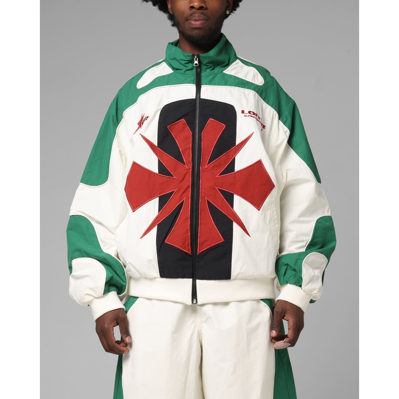 Loiter Club Classic Track Jacket White/Green XS