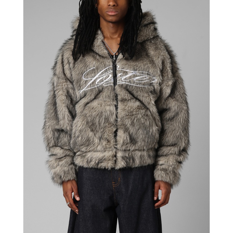 Loiter Faux Fur Hooded Jacket Off White XS