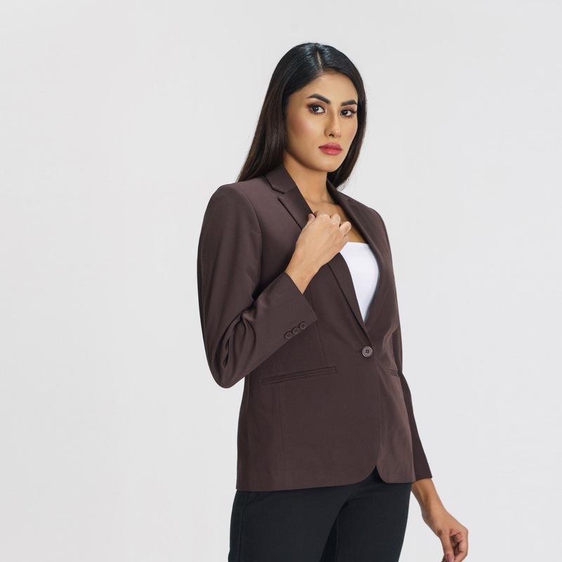 Womens Coffee Slim Fit Blazer S COFFEE