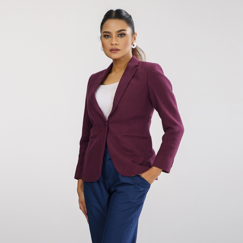 Womens Marron Slim Fit Blazer S MAROON