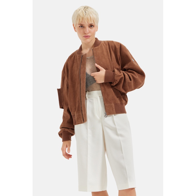 Florida – Utility Suede Bomber Jacket – Cognac XS
