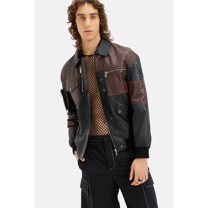 Kage – Leather Technical Jacket – Brown & Black XS