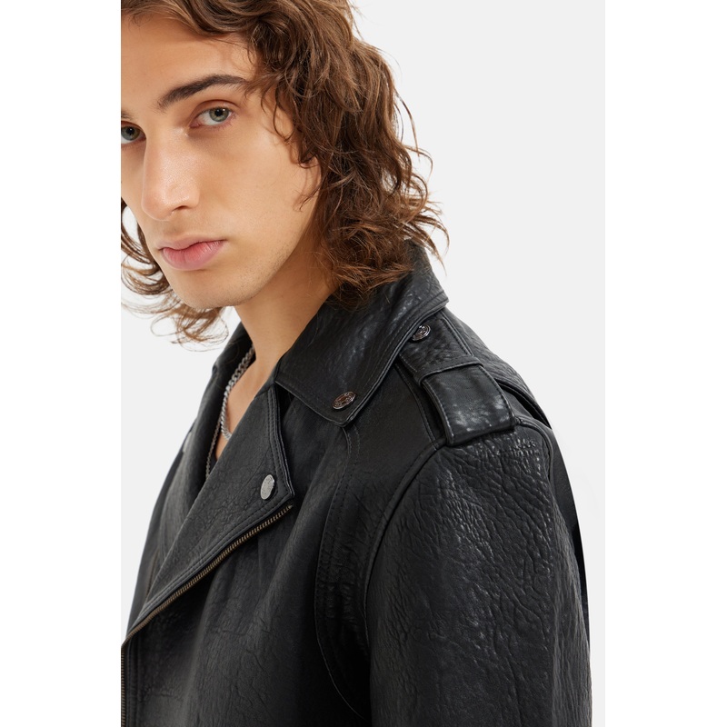 Klas – Leather Biker Jacket – Black XS