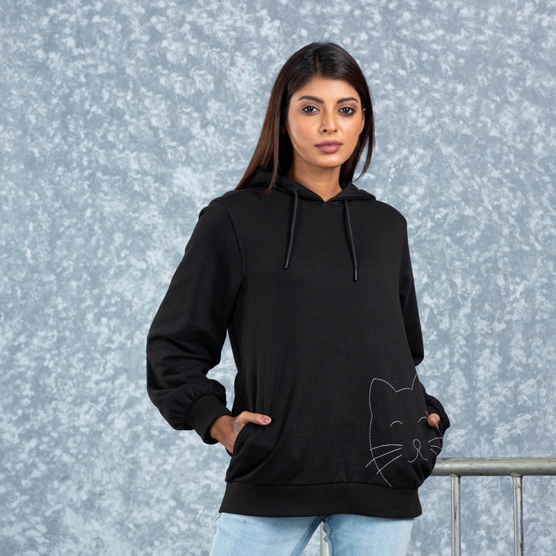 LADIES HOODIE- BLACK 2XL BLACK