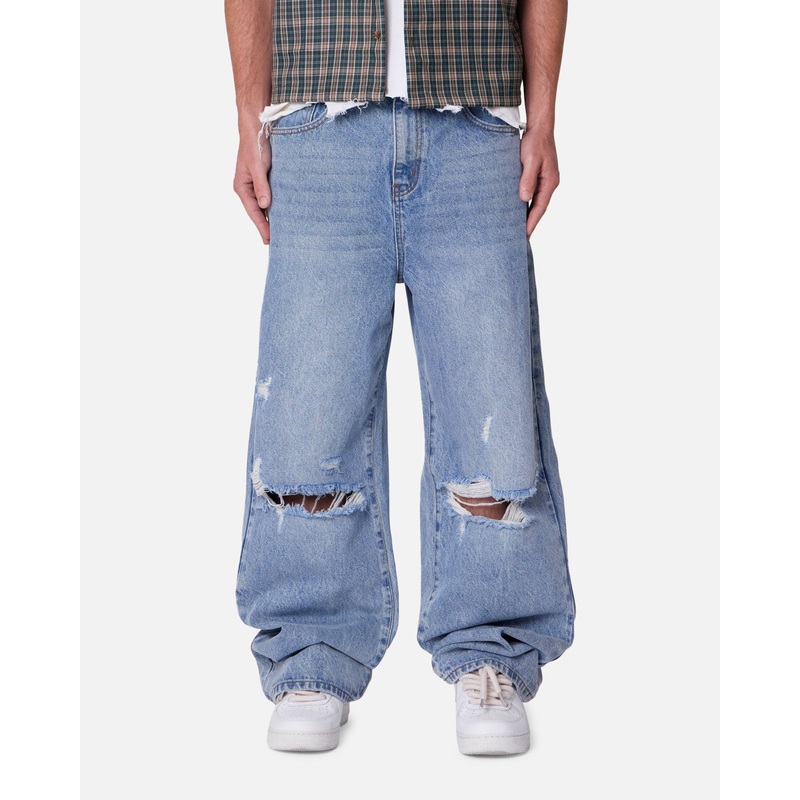 MNML Baggy Blowout Denim Jeans Vintage Blue Wash 28