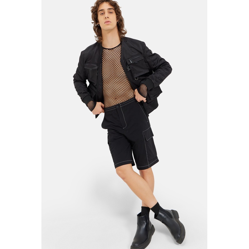 Amare – Utility Nylon Bomber Jacket – Black XS