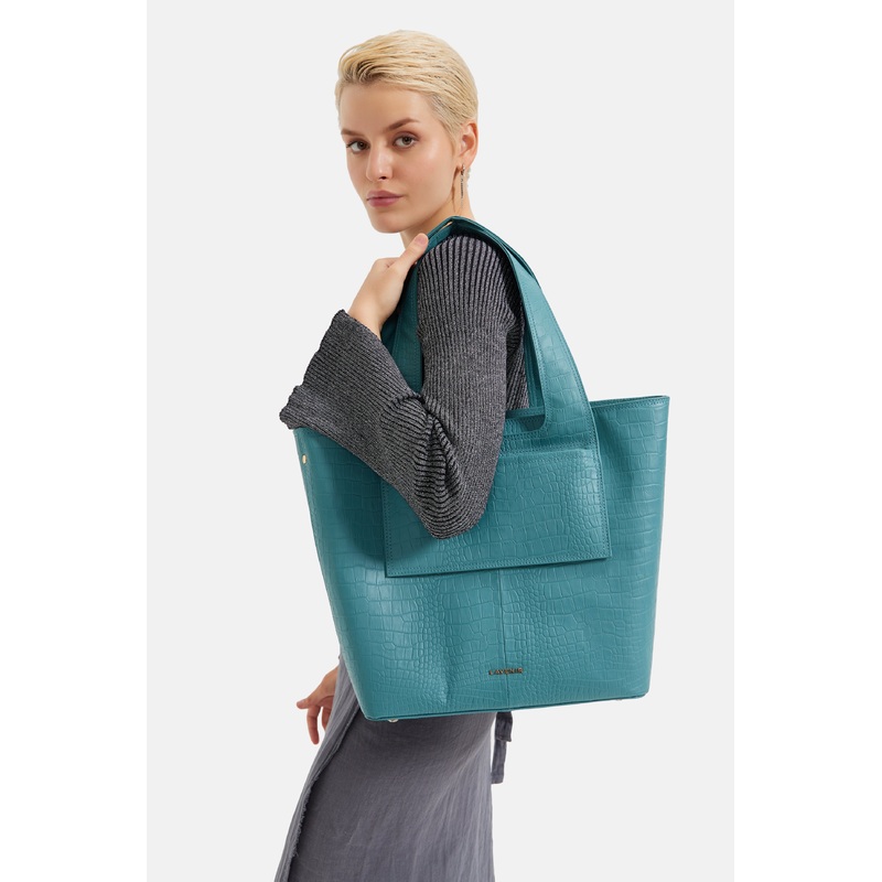 Barbara – Travel Tote Bag – Croco Bondi Blue