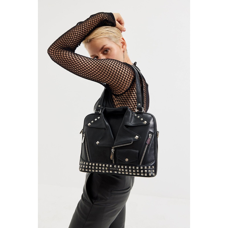 Maxine – Biker Jacket Hand Bag – Black