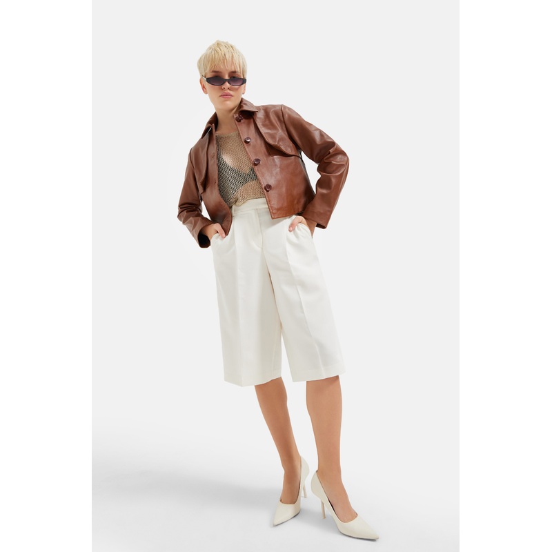 Roux – Leather Buttoned Jacket – Cognac XS