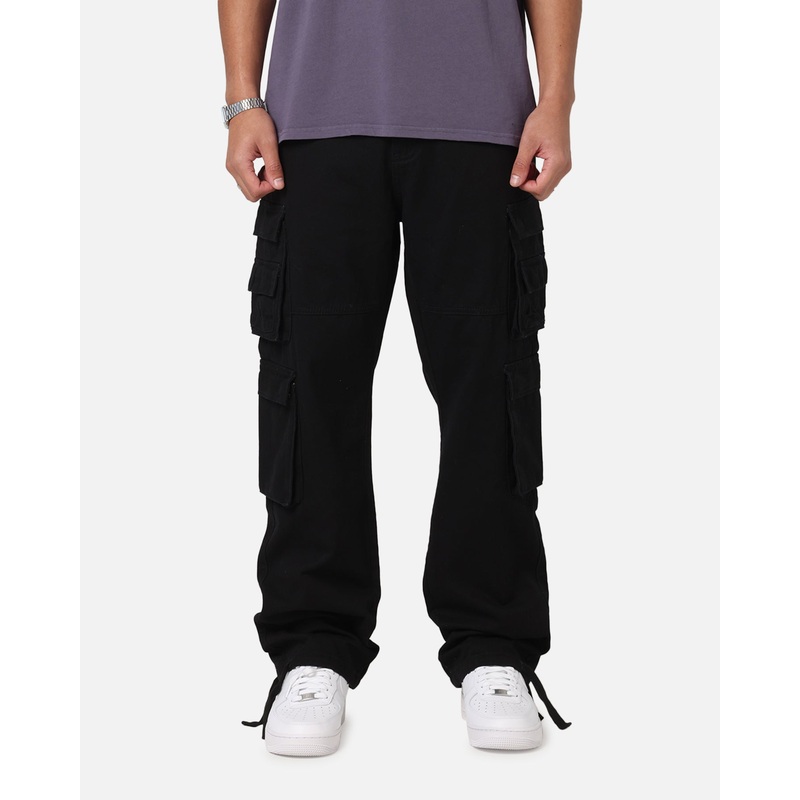 Saint Morta Modern Utility Cargo Pants Washed Black 28