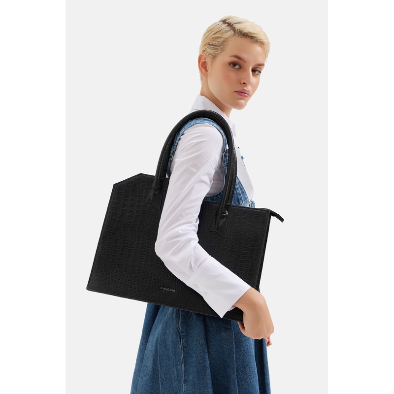 Wictoria – Tote Bag -Croco Black