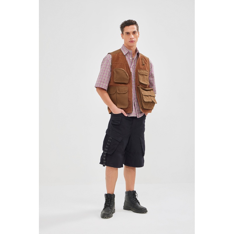 Aegon – Utility Gilet – Suede & Cotton Twill S