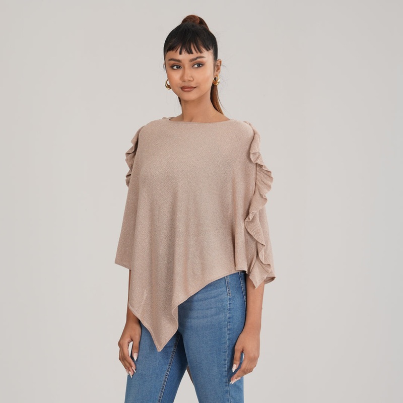 Womens Beige Poncho S BEIGE
