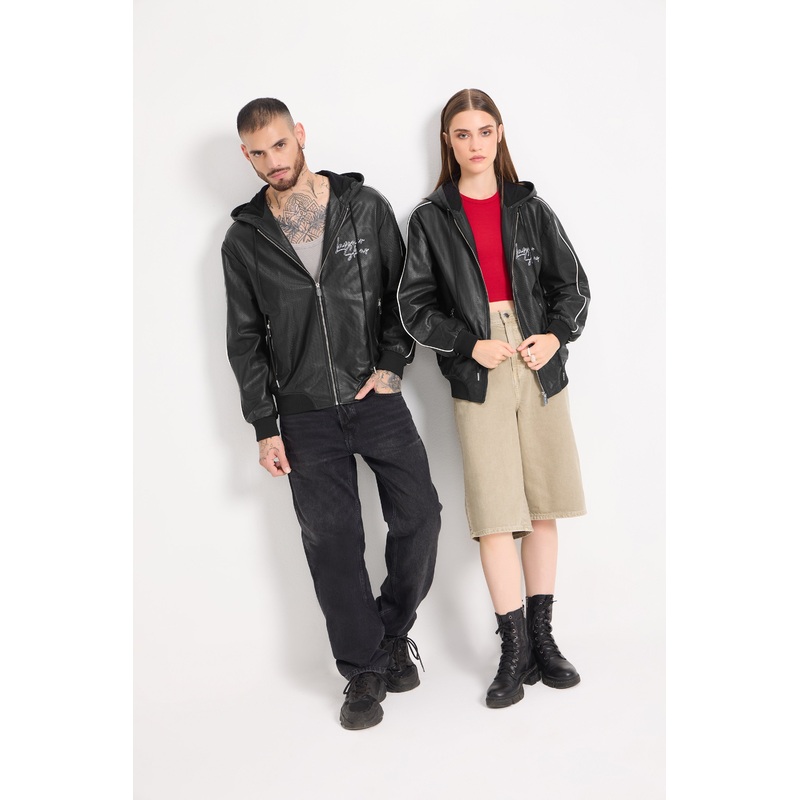 Andre – Unisex Mesh Leather Zip Jacket S