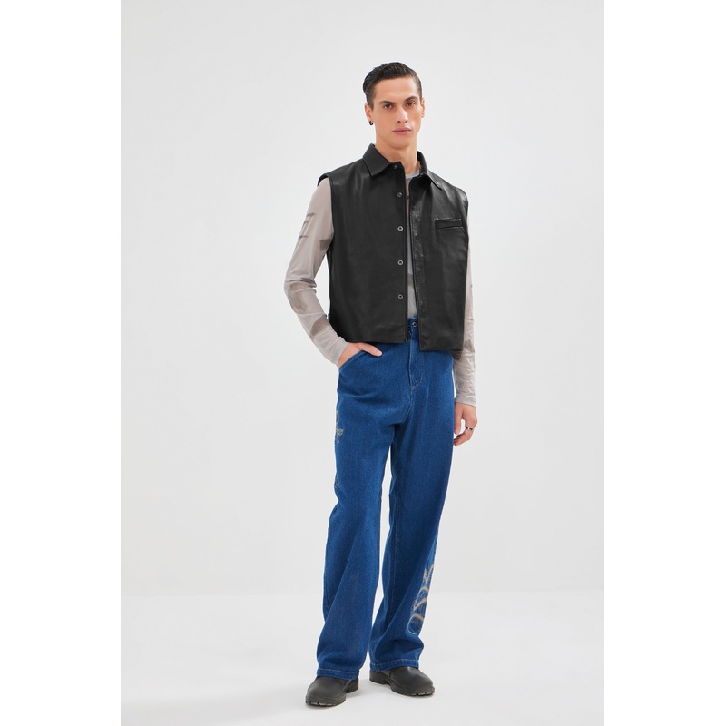 Callisto – Leather Vest with Blazer Collar S