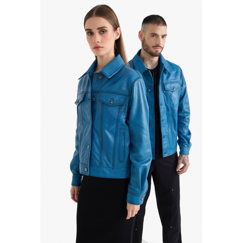 Saige – Unisex Leather Patina Effect Jacket S