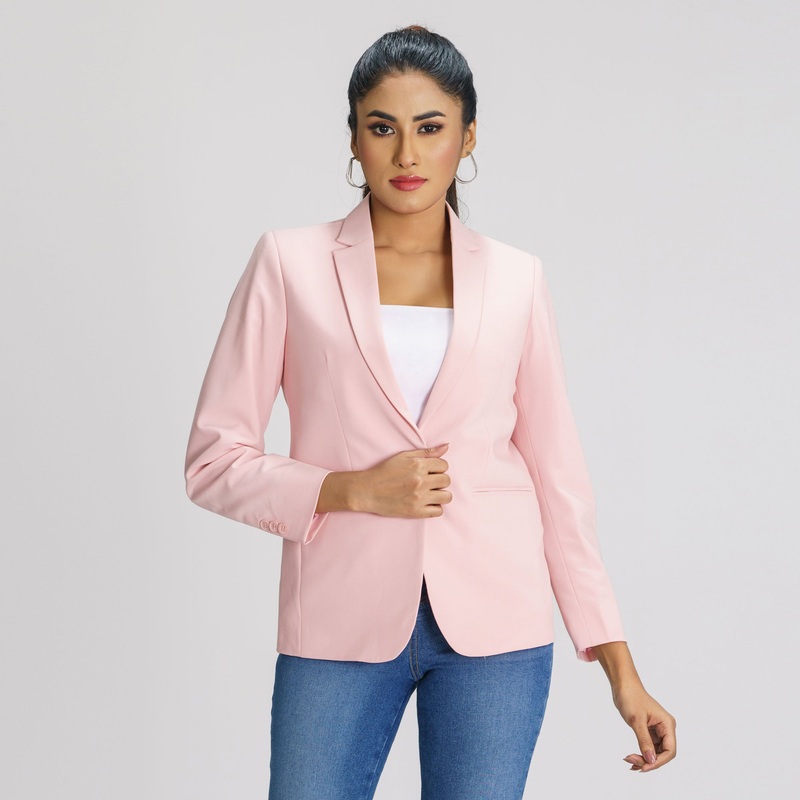 Womens Baby Pink Slim Fit Blazer S BABY PINK