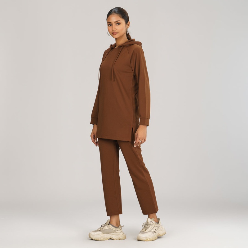 Womens Brown Hoodie Joggers Set S BROWN
