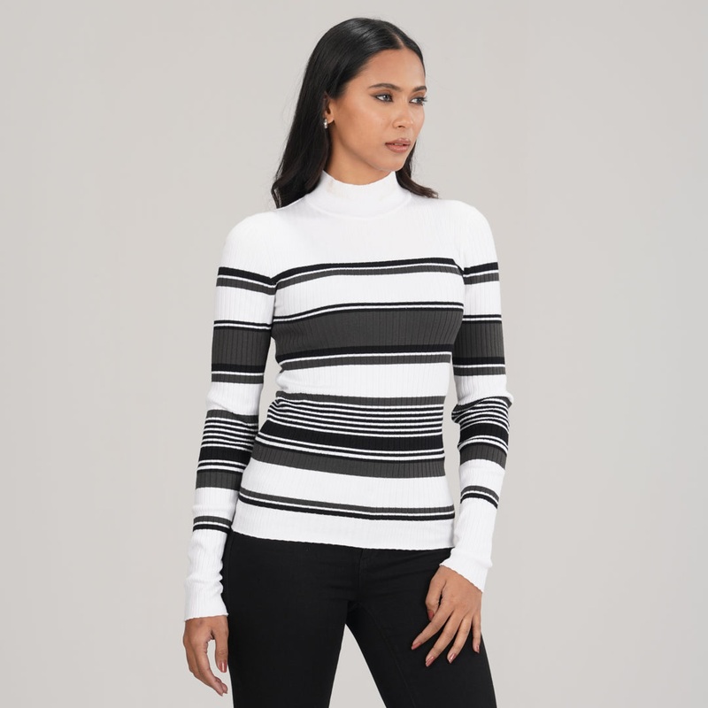 Womens White & Black Pullover S WHITE/BLACK