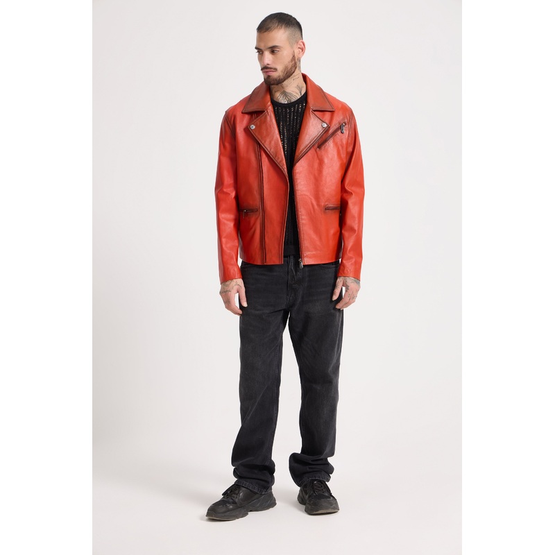 Burn – Leather Patina Effect Jacket S