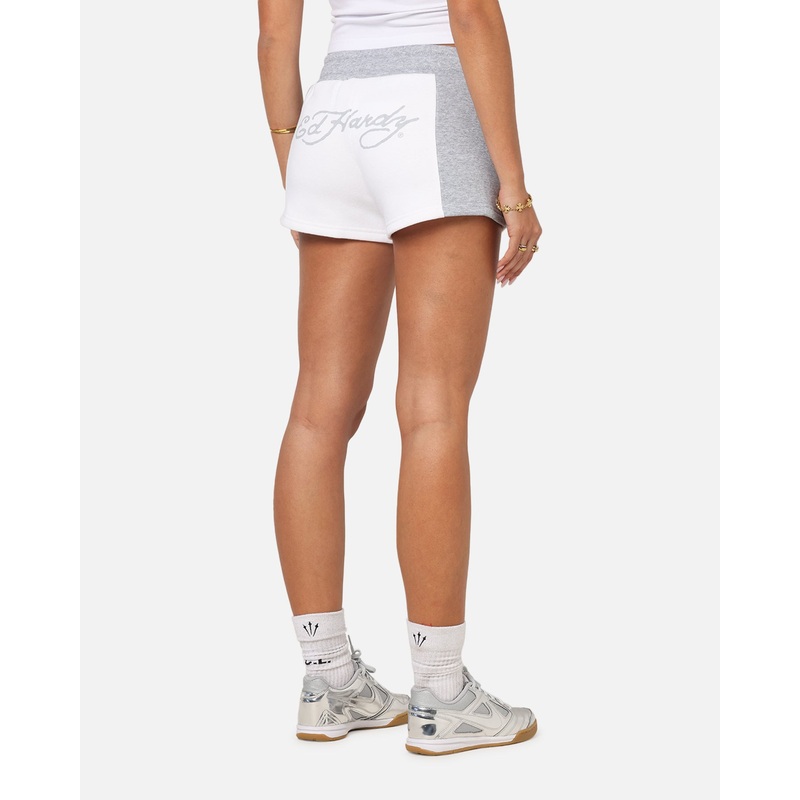 Ed Hardy Women’s Fleece Shorts White/Grey XS