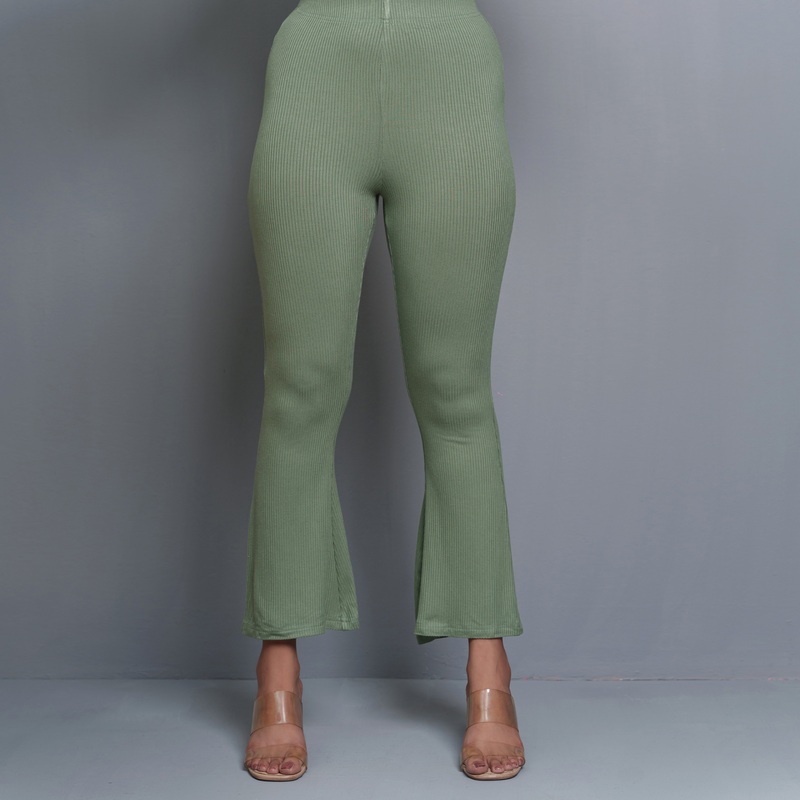 Womens Light-Olive Wide Leg Leggings 2XL LIGHT OLIVE