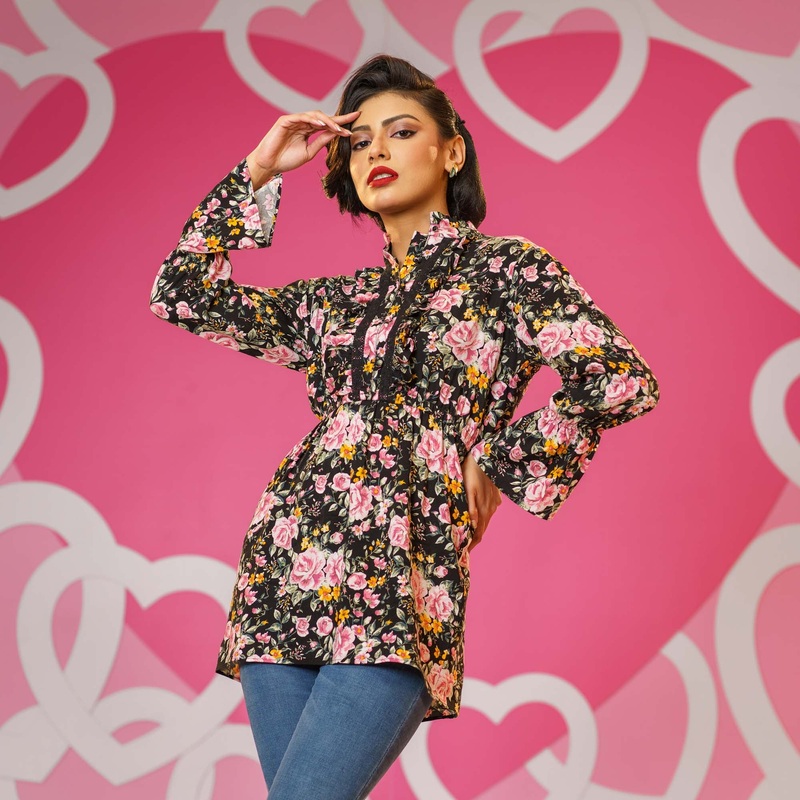 Womens Tops-Pink/Black 2XL PINK/BLACK